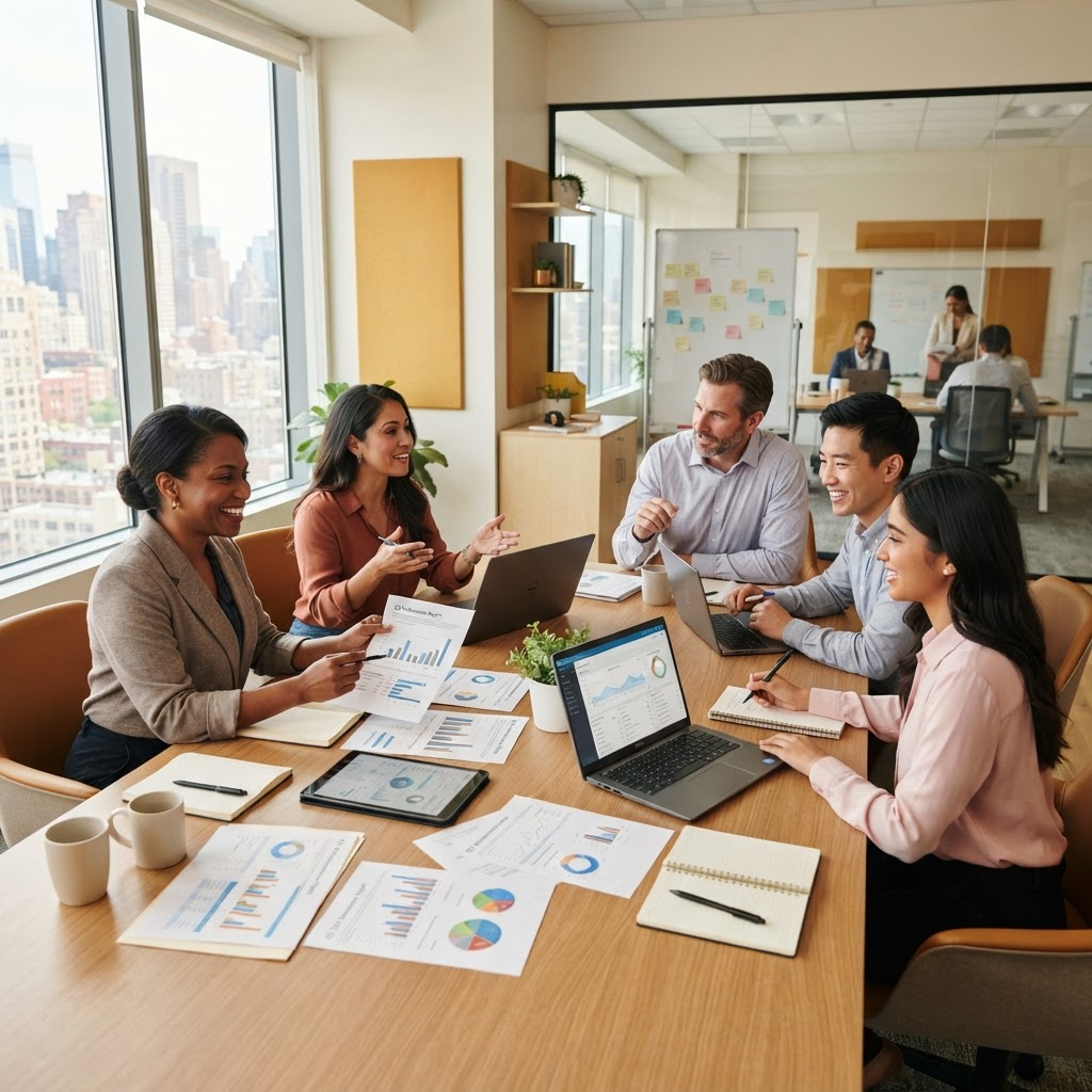 Equipe da Celta Contabilidade em reunião de trabalho